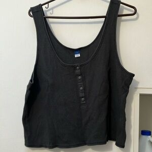 Dark gray waffle tank top